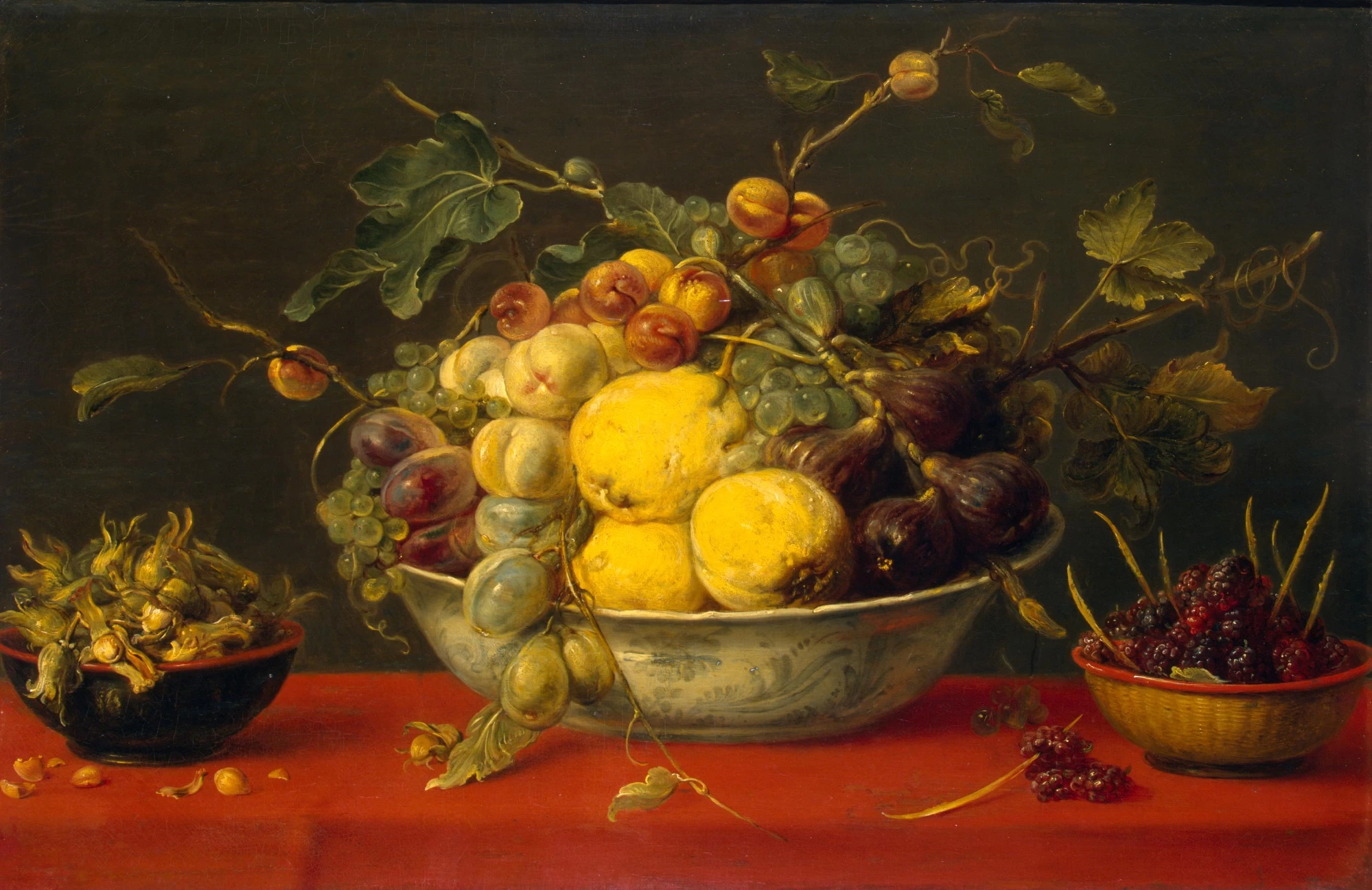 Frutta in una ciotola su un panno rosso - State Hermitage Museum, St. Petersburg